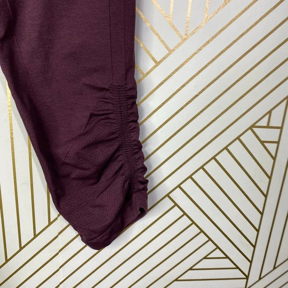 Lululemon In The Flow Crop II Heathered Bordeaux Drama Seamless Size US 8 - Picture 5 of 11